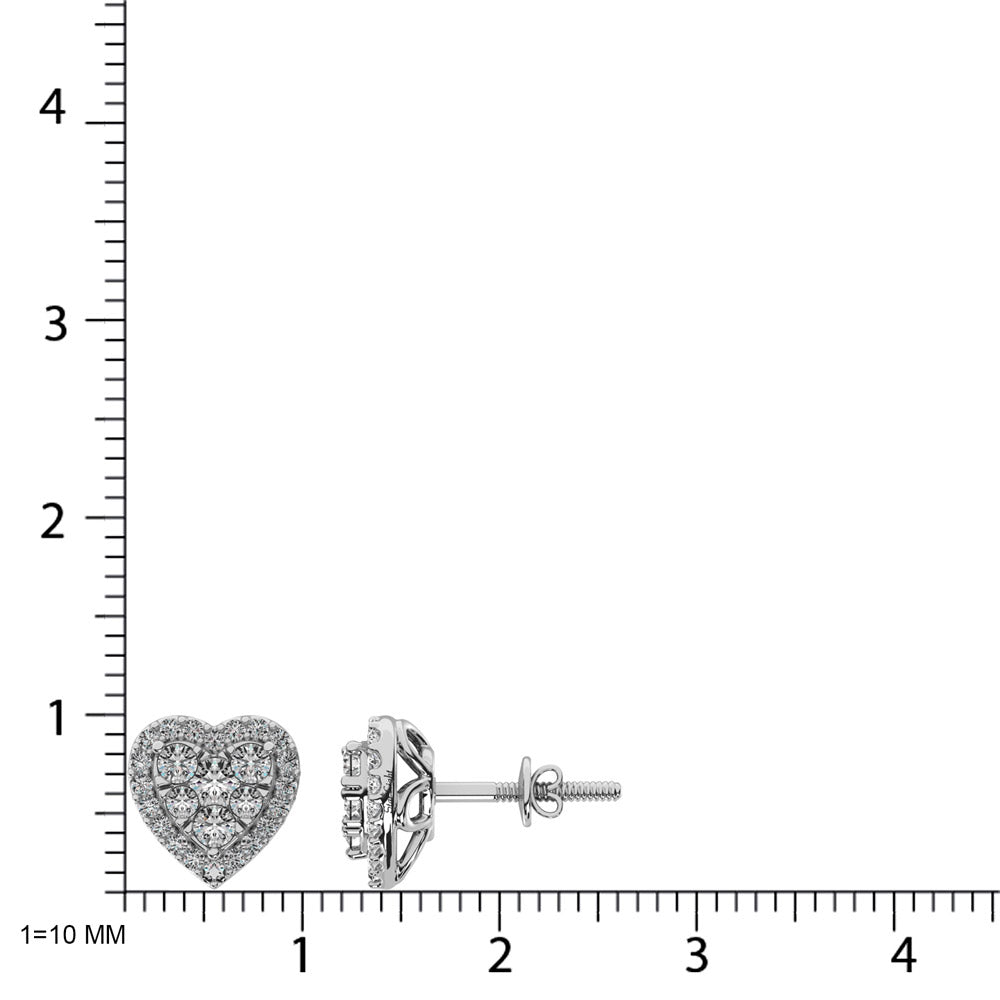 Diamond 3/4 Ct Tw Heart Earrings In 14K White Gold