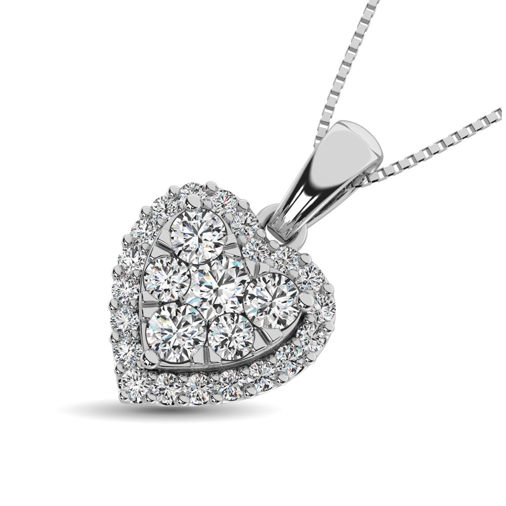 Diamond Fashion Pendant 1/2 Ct Tw Round Cut In 14K White Gold