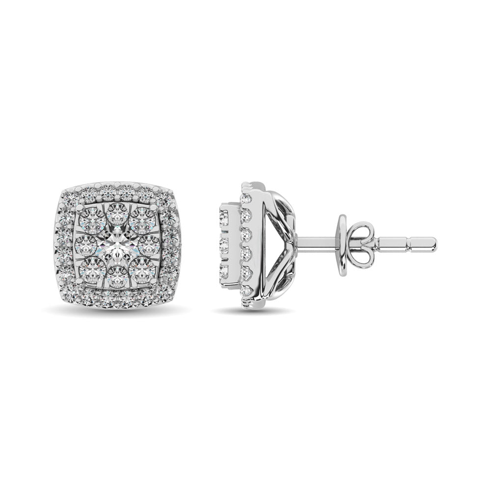 Diamond Stud Earrings 3/4 Ct Tw In 14K White Gold