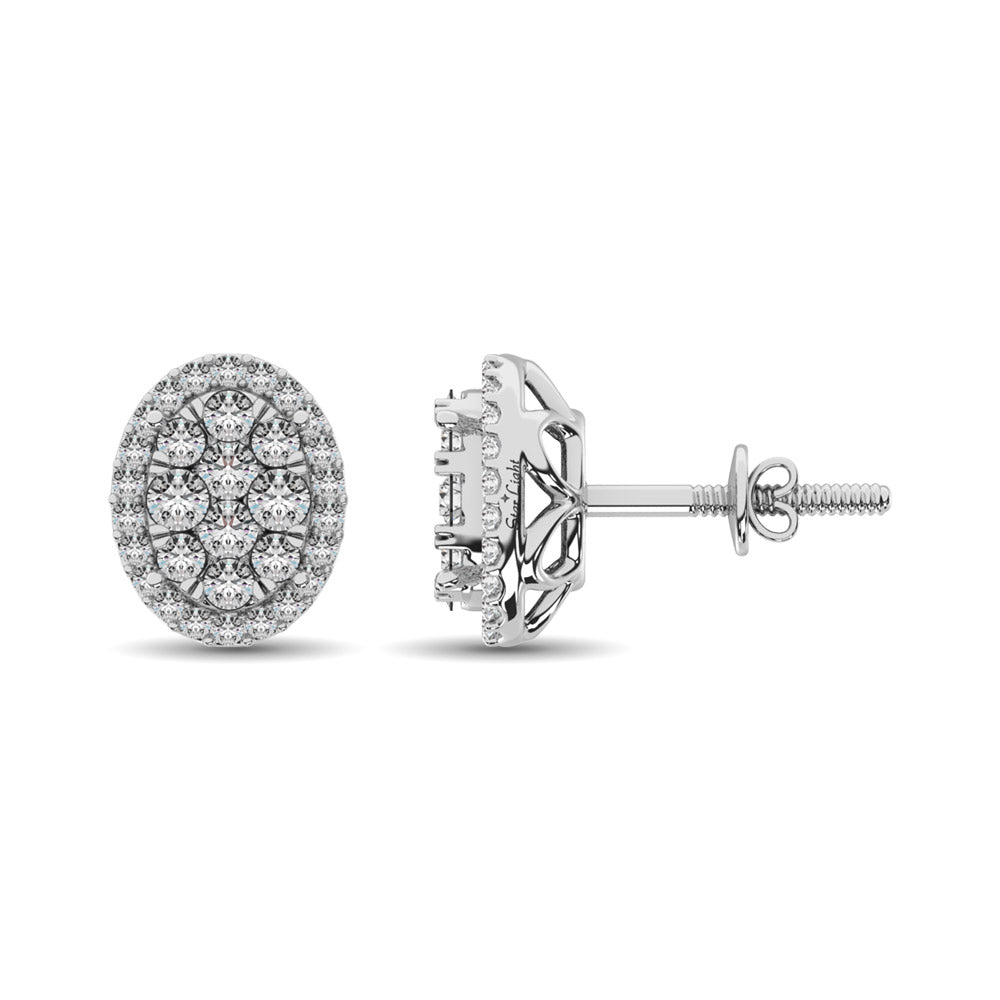 Diamond 3/4 Ct Tw Oval Shape Earrings In 14K White Gold