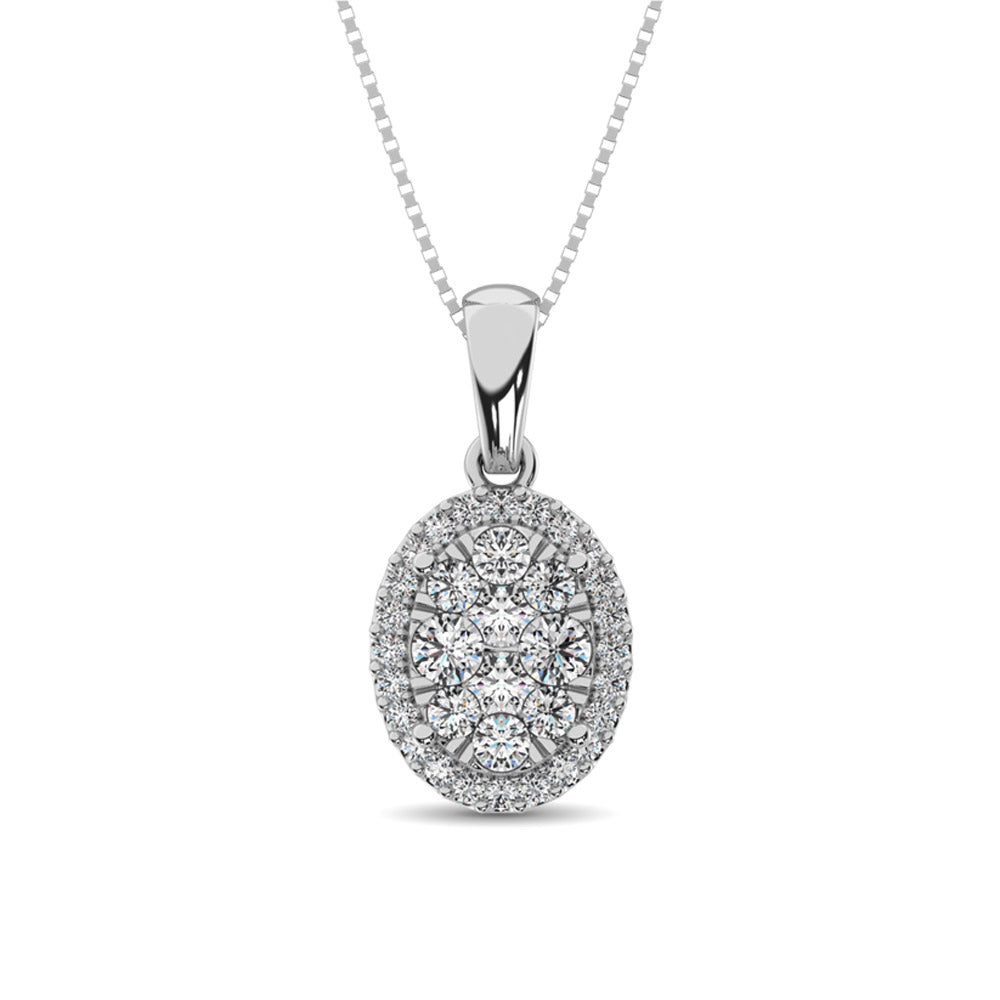 Diamond Fashion Pendant 5/8 Ct Tw Round Cut In 14K White Gold