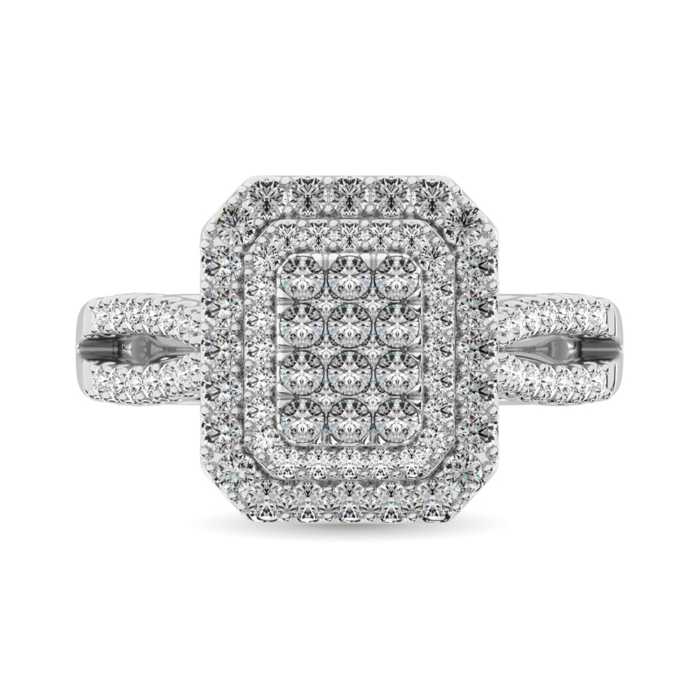 Diamond Double Halo Engagement Ring 1 Ct Tw In 14K White Gold