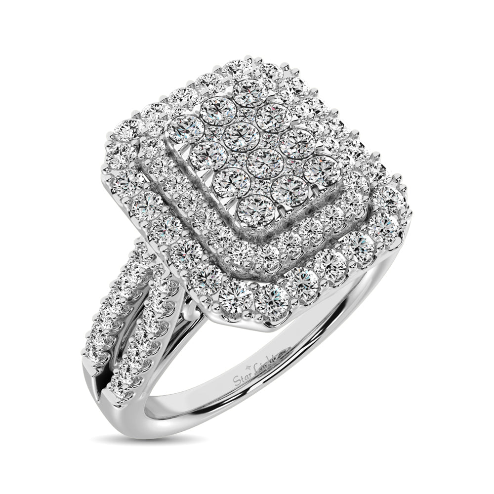 Diamond Double Halo Engagement Ring 1 Ct Tw In 14K White Gold
