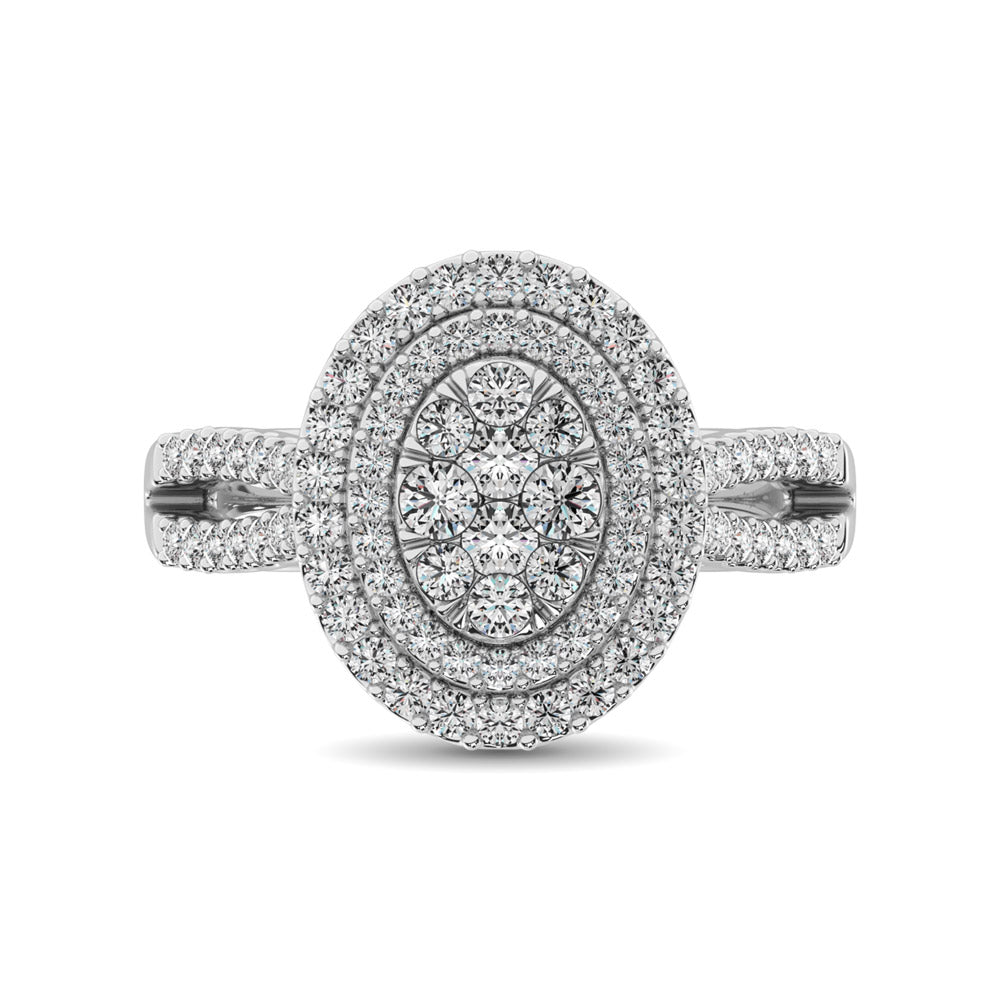 Diamond Double Halo Engagement Ring 1 Ct Tw In 14K White Gold