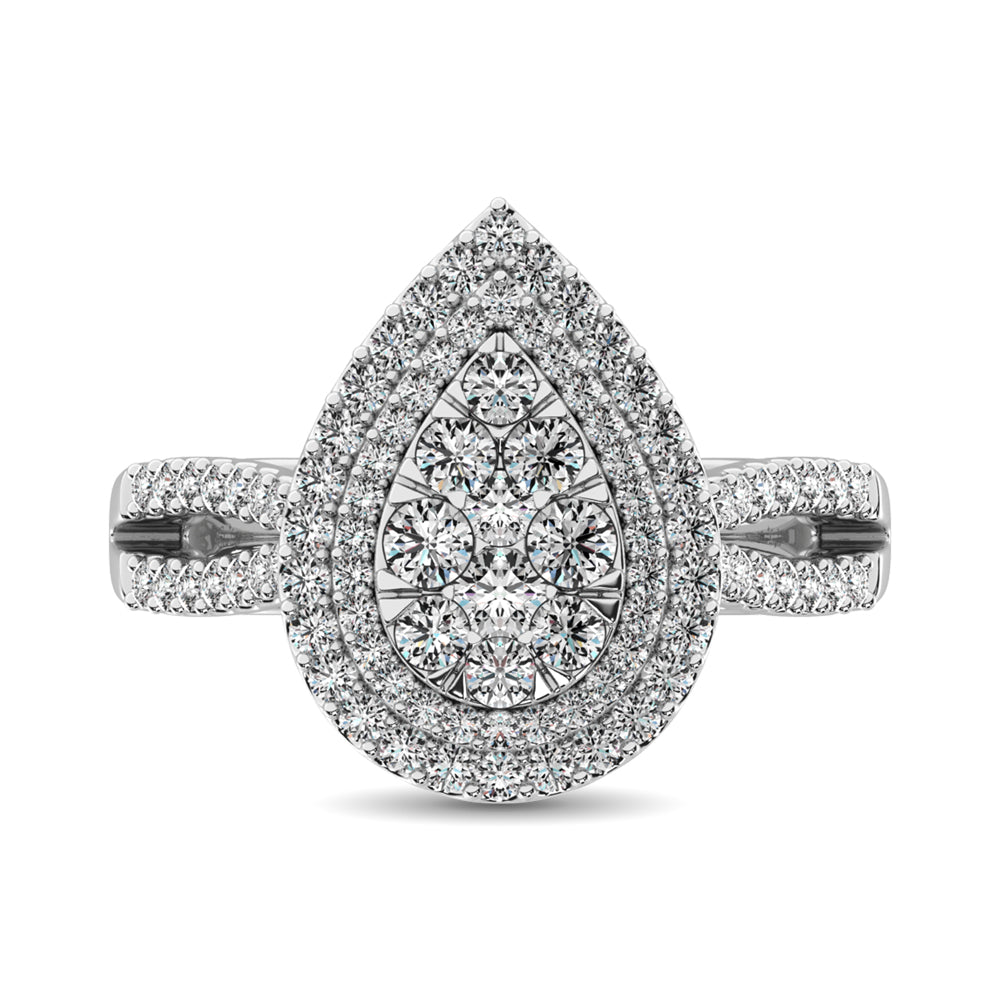 Diamond Double Halo Engagement Ring 1 Ct Tw In 14K White Gold