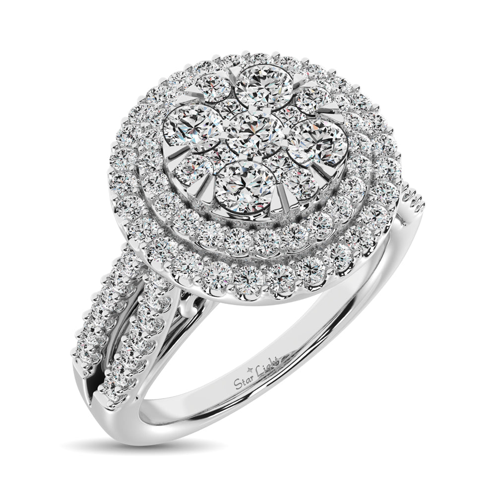Diamond Double Halo Engagement Ring 1 Ct Tw In 14K White Gold