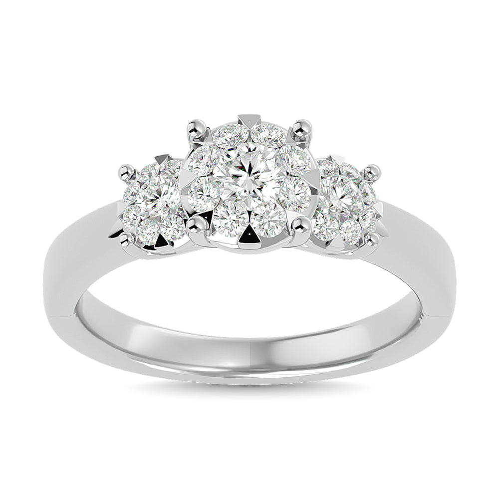 Diamond 3/4 Ct Tw Round Cut Engagement Ring In 14K White Gold
