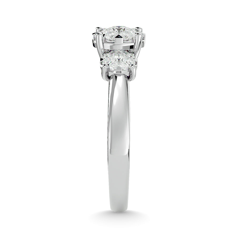 Diamond 3/4 Ct Tw Round Cut Engagement Ring In 14K White Gold