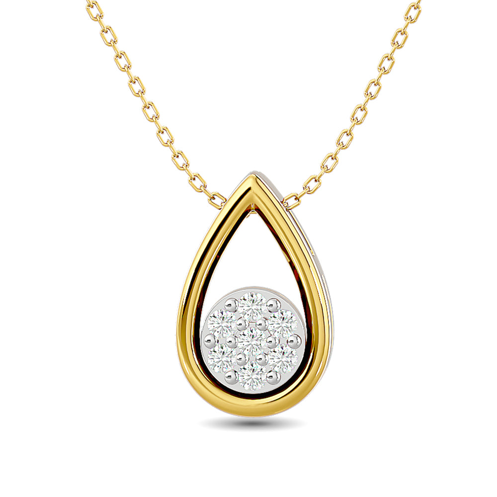 Diamond Tear Shape Pendant 1/10 Ct Tw Round Cut In 10K Yellow Gold