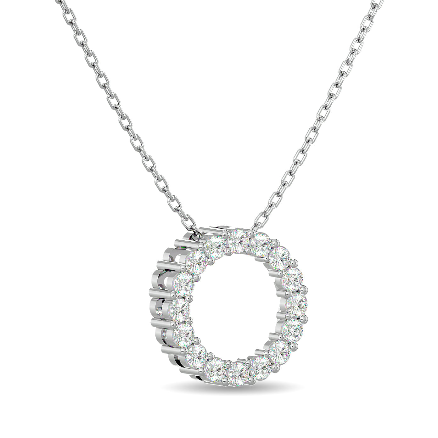 Diamond Open Circle Pendant 1/4 ct tw Round Cut in 10K White Gold