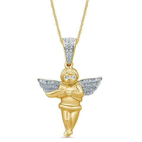10K Yellowspl Price: 0.11-0.14Ct D- Angel Charm (Chains Sold Separately)