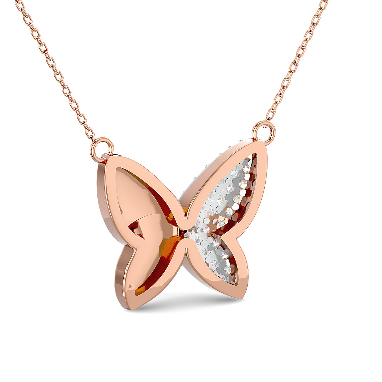 Diamond 1/8 Ct Tw Butterfly Necklace In 10K Rose Gold