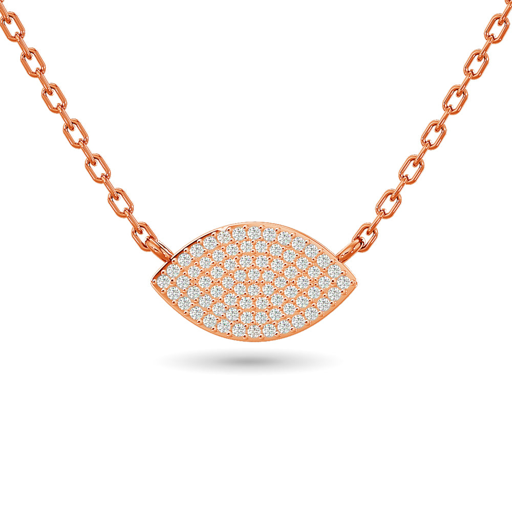 Diamond Eye Shape Necklace 1/5 Ct Tw In 10K Rose Gold