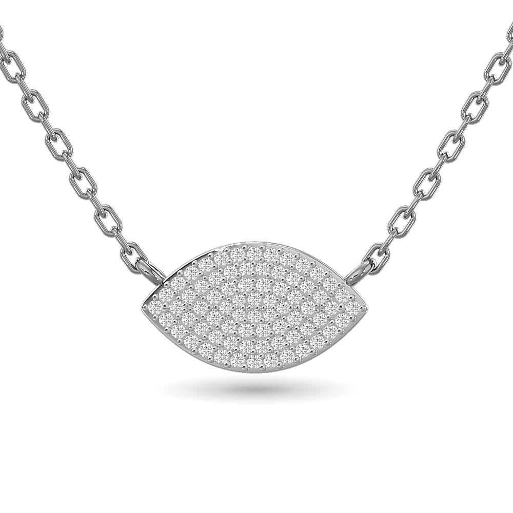 Diamond Eye Shape Necklace 1/5 Ct Tw In 10K White Gold