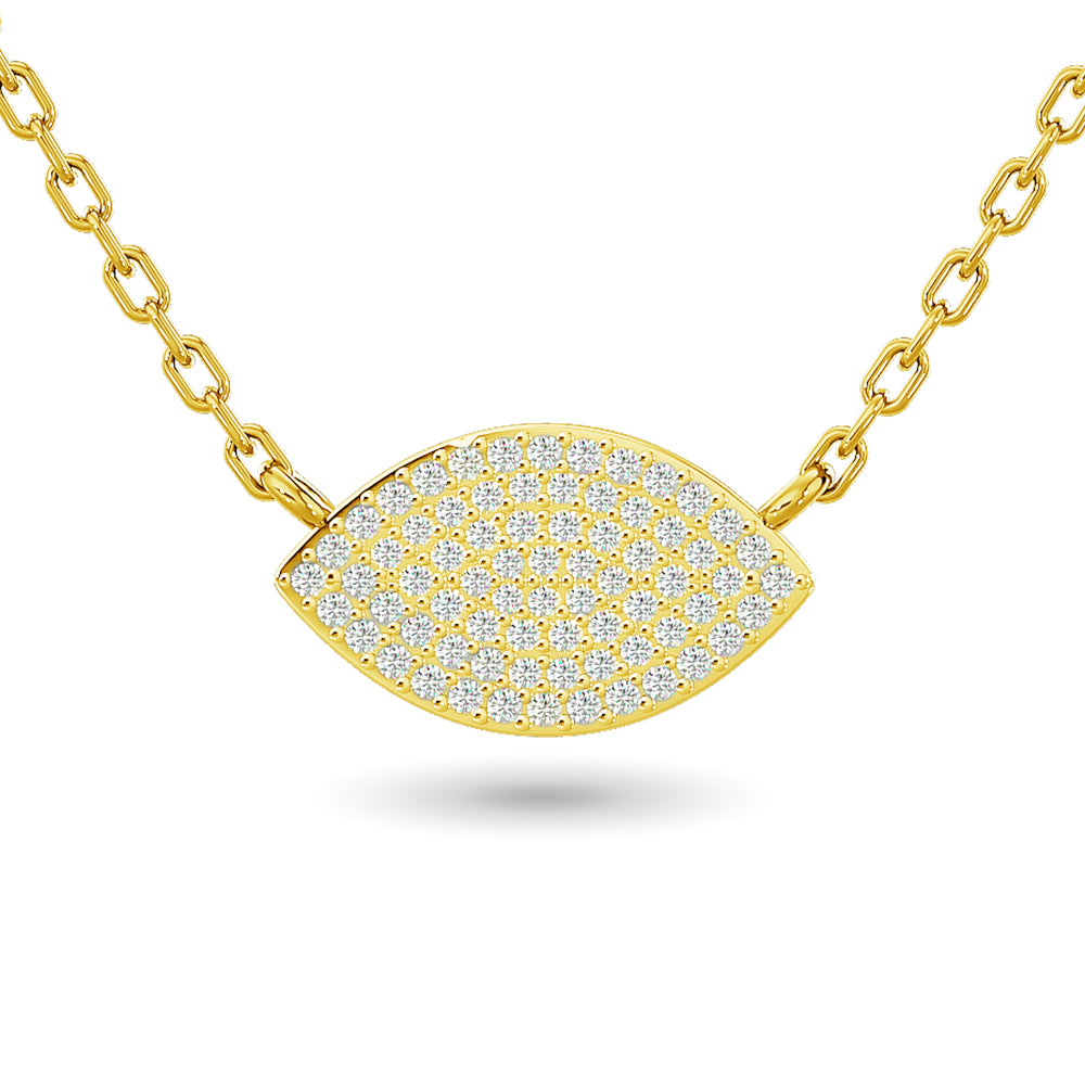 Diamond Eye Shape Necklace 1/5 Ct Tw In 10K Yellow Gold