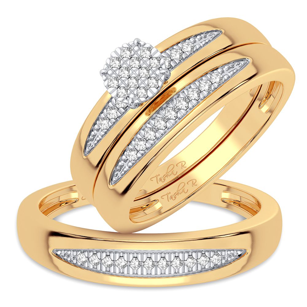 10K Yellow Gold Beautiful 0.15Ct Diamond Trio Set
