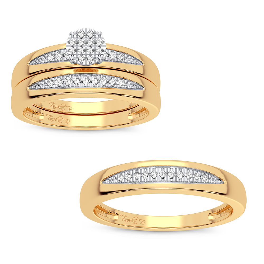 10K Yellow Gold Beautiful 0.15Ct Diamond Trio Set