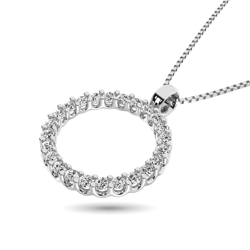 Diamond Circle Pendant 1/4 Ct Tw In 14K White Gold