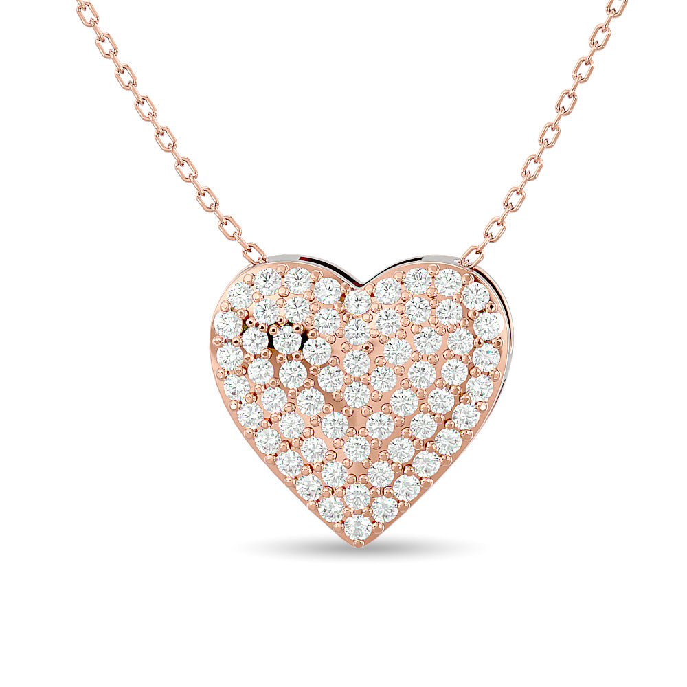Diamond Heart Pendant 1/4 Ct Tw Round Cut In 10K Rose Gold