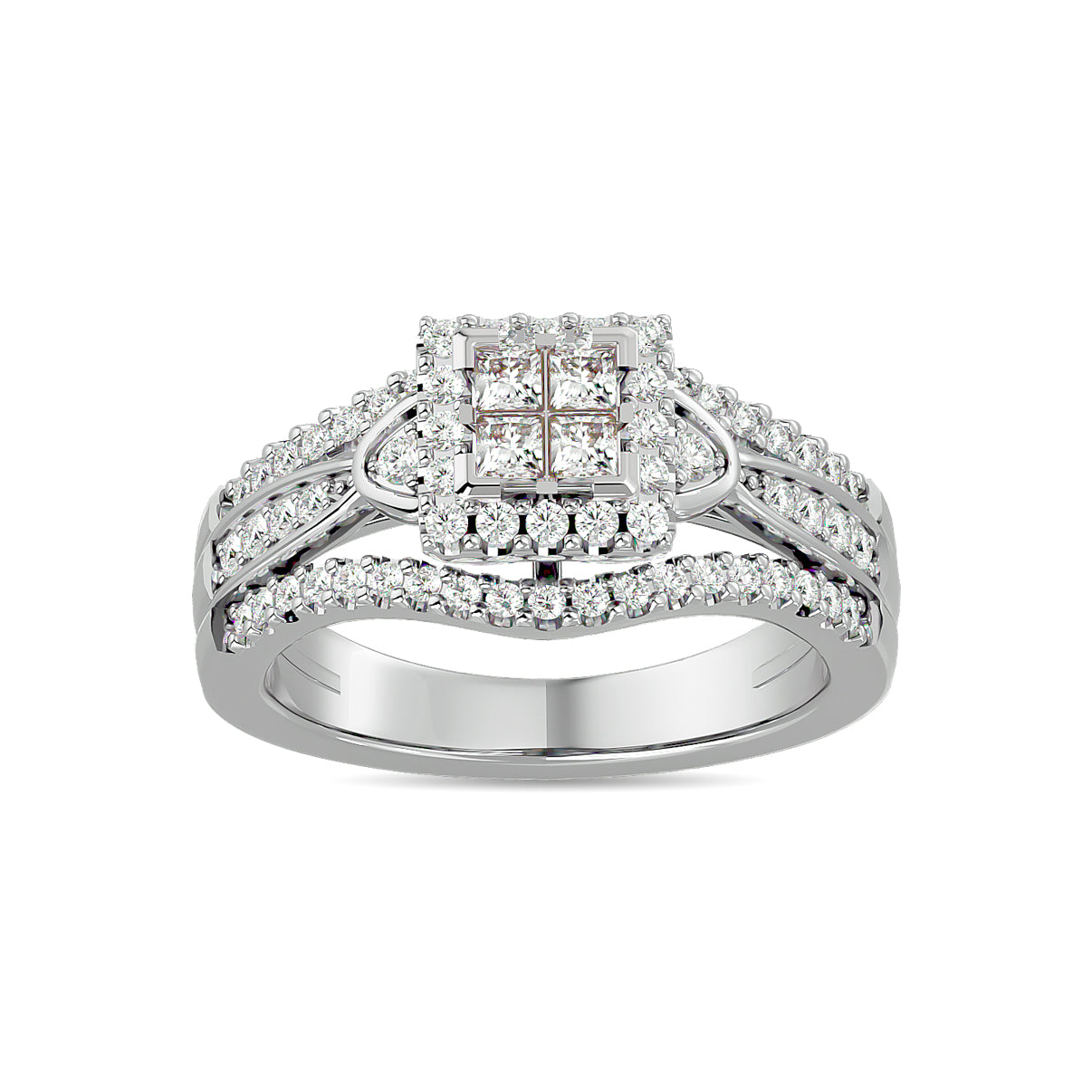 Diamond 3/4 ct tw Princess Head Engagement Ring in 10K White Gold