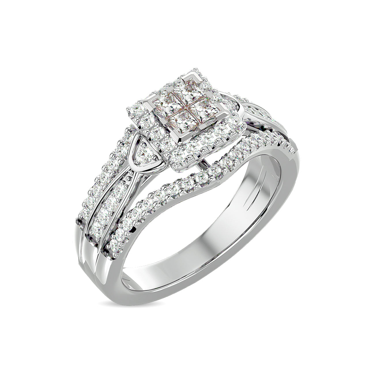 Diamond 3/4 ct tw Princess Head Engagement Ring in 10K White Gold