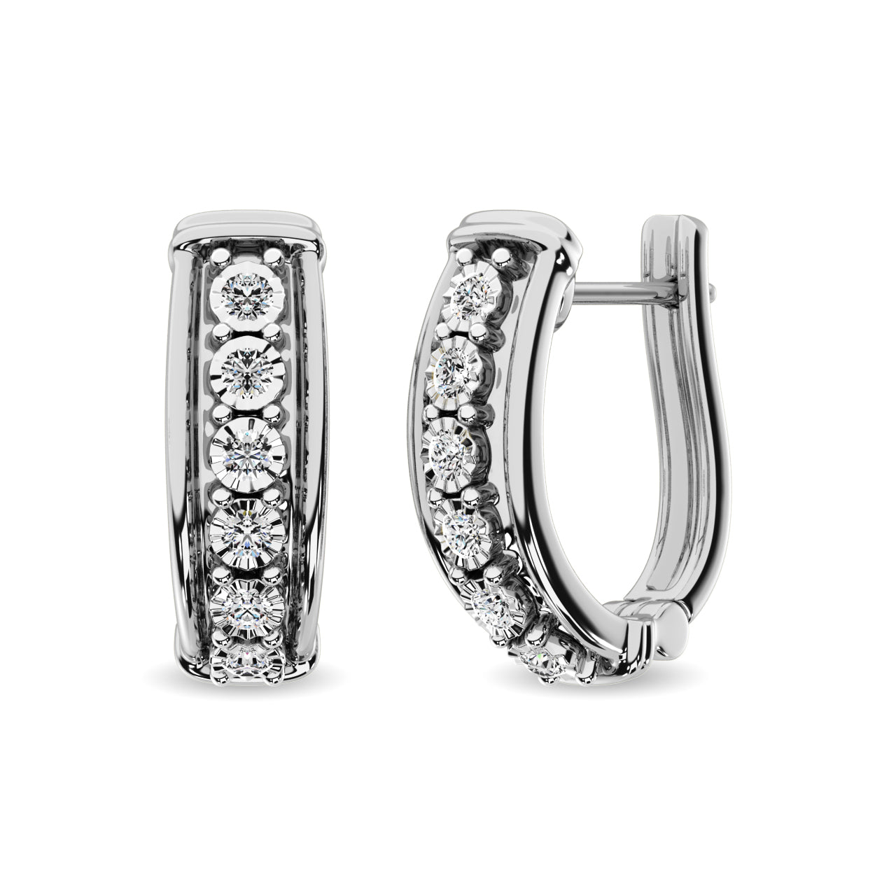 Diamond Hoop Earrings 1/10 Ct Tw In Sterling Silver