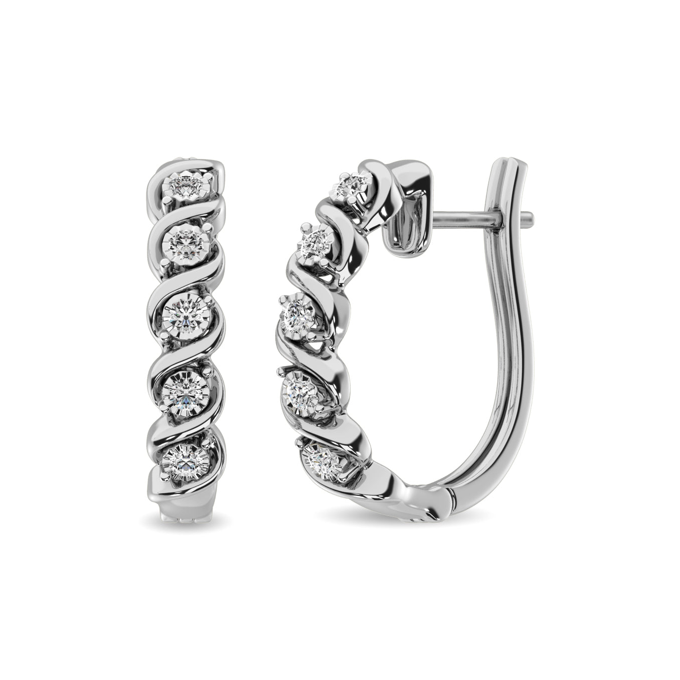 Diamond Hoop Earrings 1/10 Ct Tw In Sterling Silver