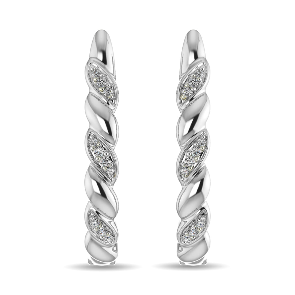 Diamond Hoop Earrings 1/10 Ct Tw In Sterling Silver
