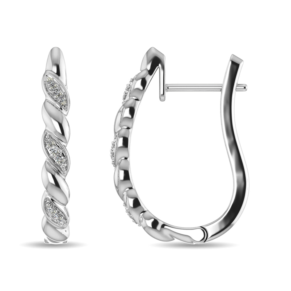 Diamond Hoop Earrings 1/10 Ct Tw In Sterling Silver