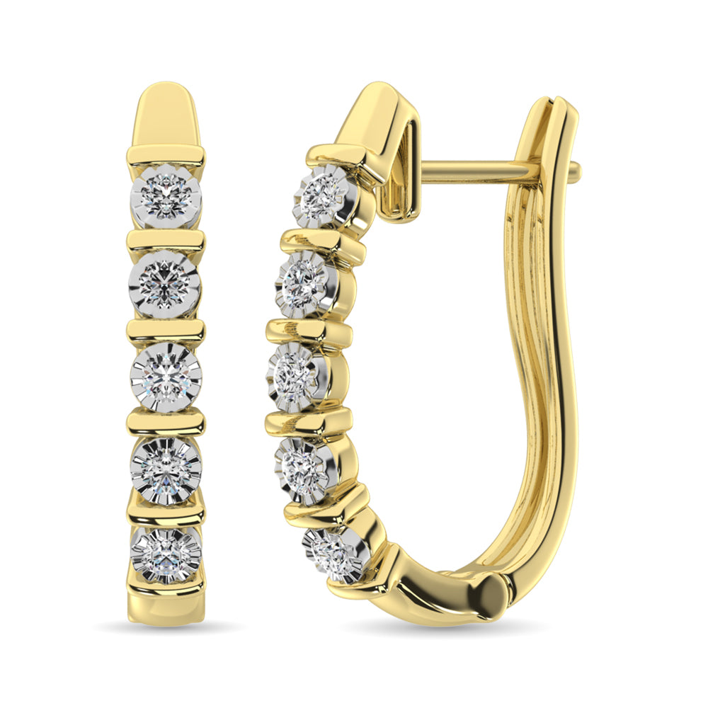 Diamond Hoop Earrings 1/10 Ct Tw In 10K Yellow Gold