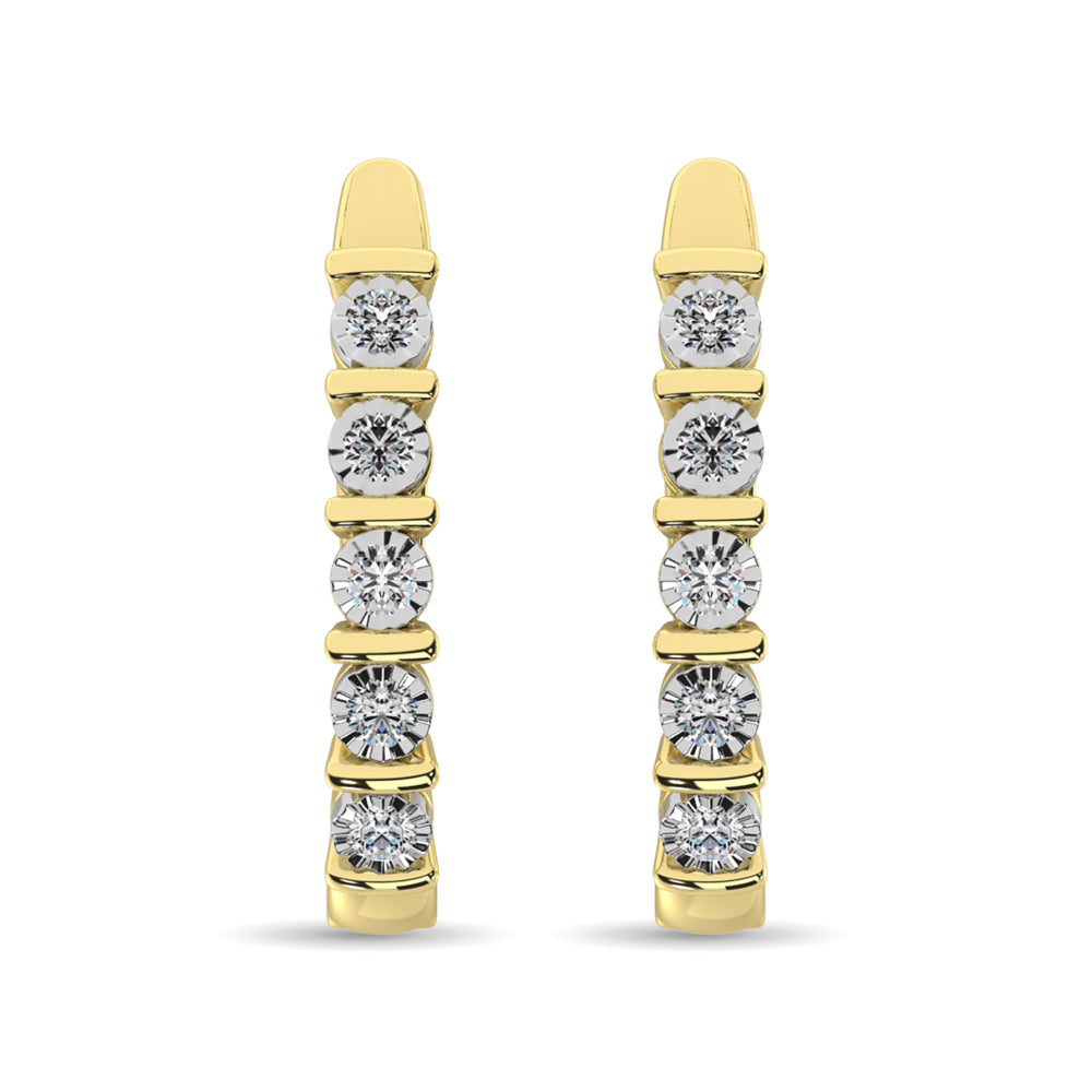Diamond Hoop Earrings 1/10 ct tw in 10K Yellow Gold
