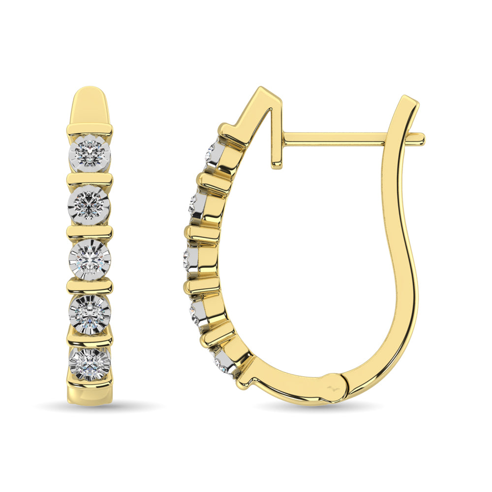 Diamond Hoop Earrings 1/10 ct tw in 10K Yellow Gold