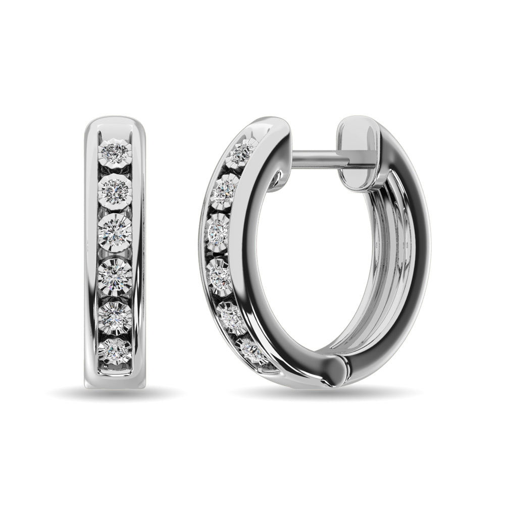 Diamond 1/50 ct tw Hoop Earrings in Sterling Silver