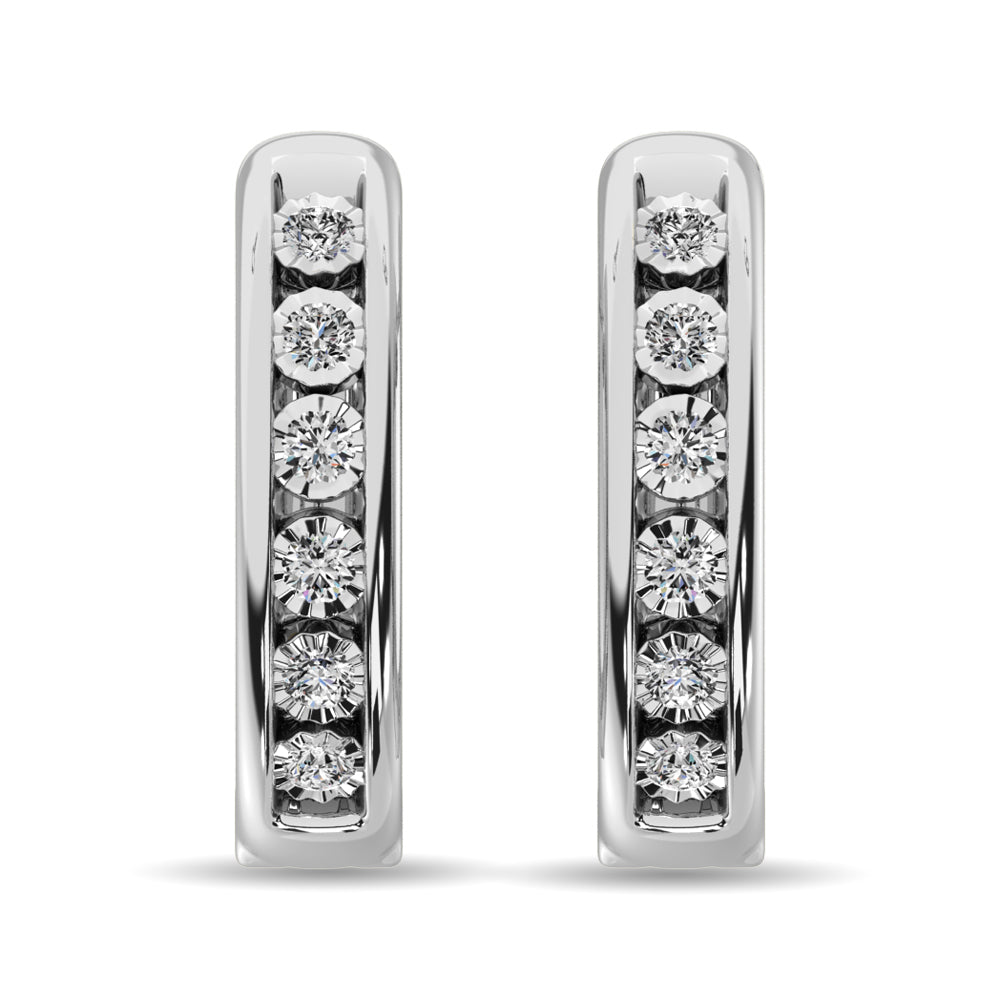 Diamond 1/50 ct tw Hoop Earrings in Sterling Silver