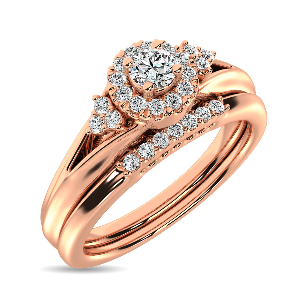 Diamond Bridal Ring 1/4 ct tw in Round-cut 10K Rose Gold