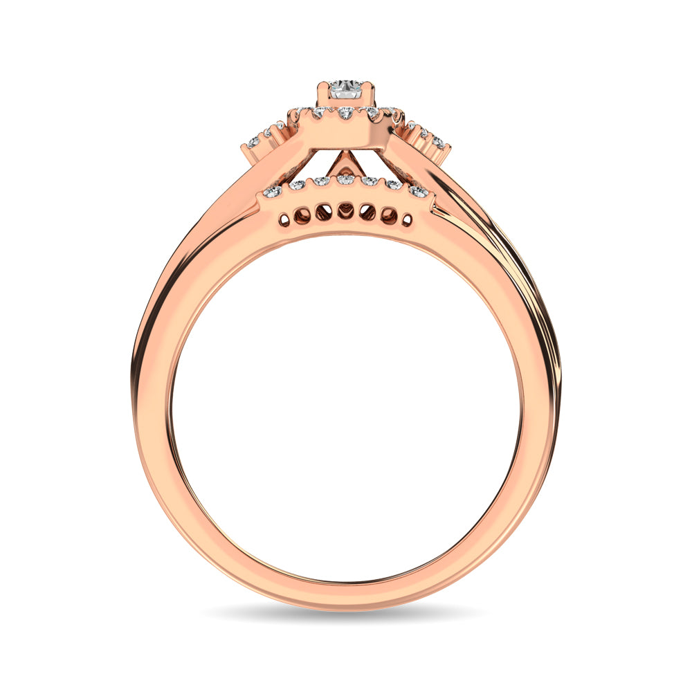 Diamond Bridal Ring 1/4 ct tw in Round-cut 10K Rose Gold