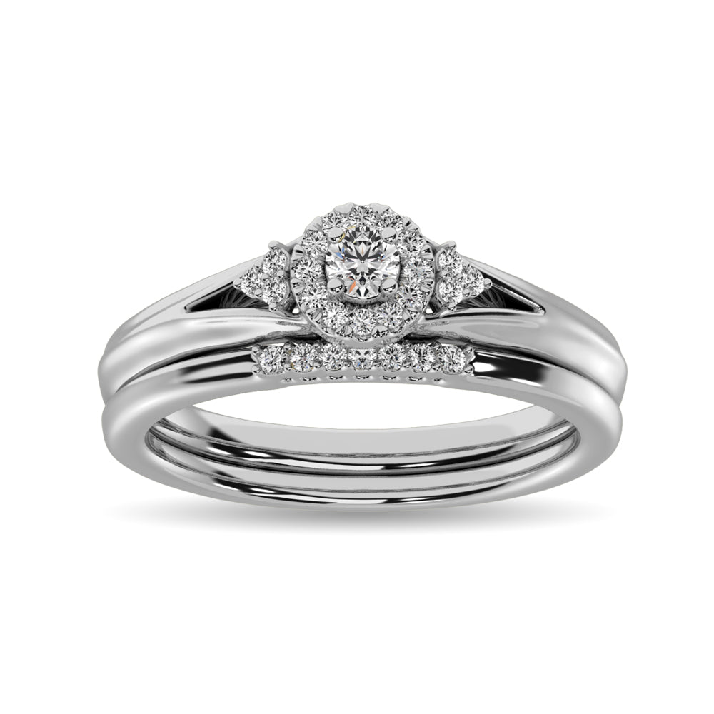 Diamond Bridal Ring 1/4 Ct Tw In Round-Cut 10K White Gold