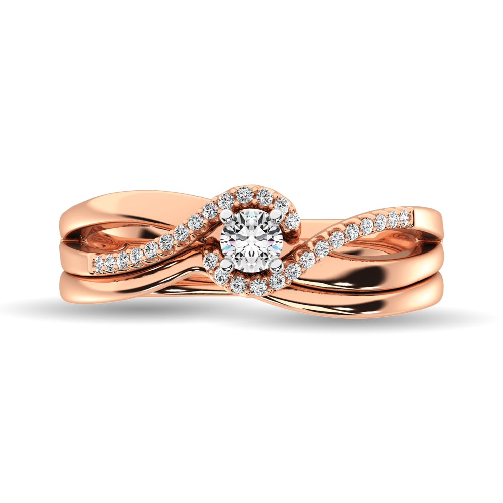 Diamond Bridal Ring 1/4 Ct Tw In Round-Cut 10K Rose Gold