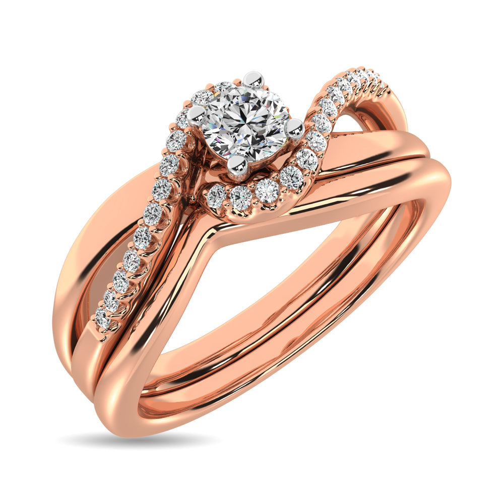 Diamond Bridal Ring 1/4 ct tw in Round-cut 10K Rose Gold