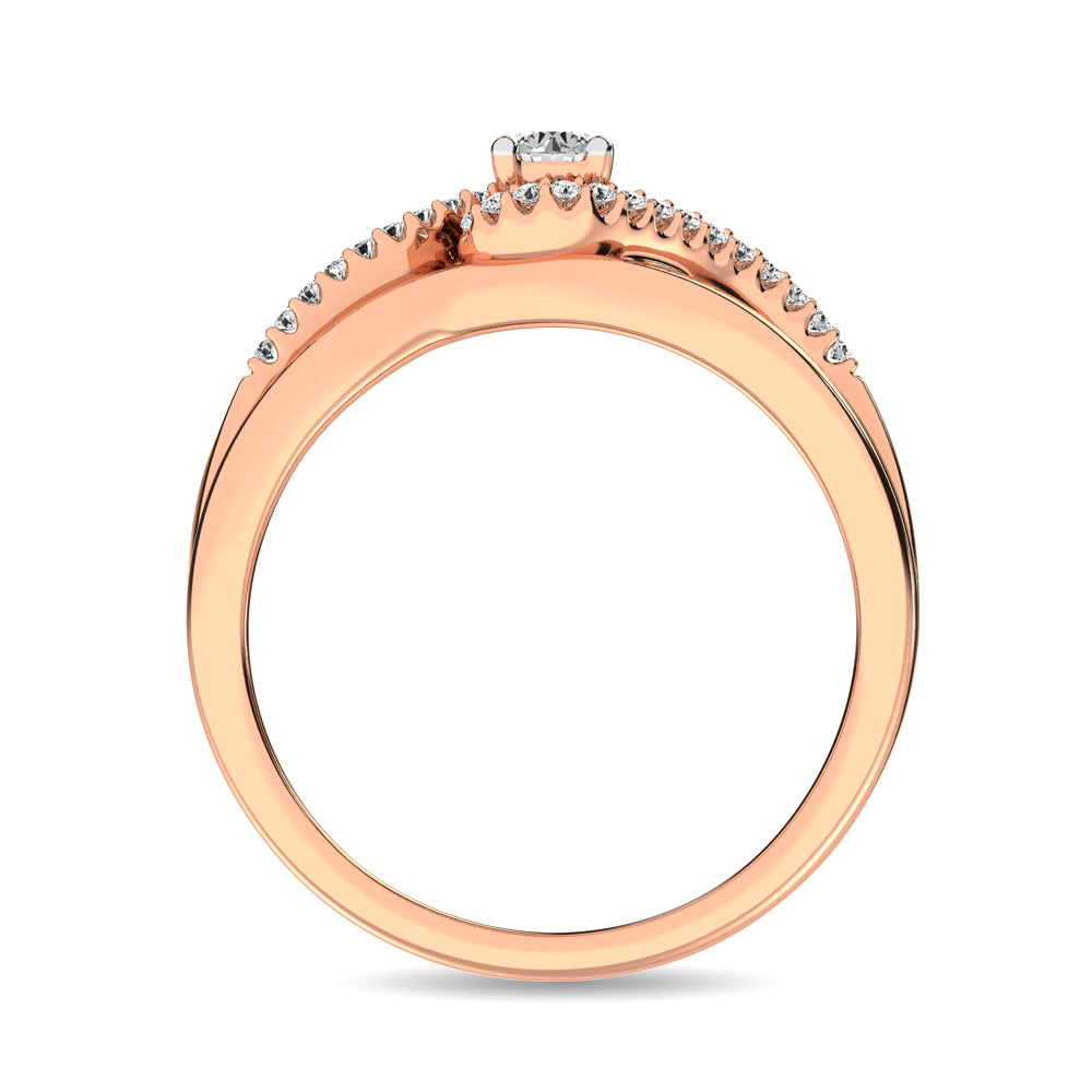 Diamond Bridal Ring 1/4 Ct Tw In Round-Cut 10K Rose Gold