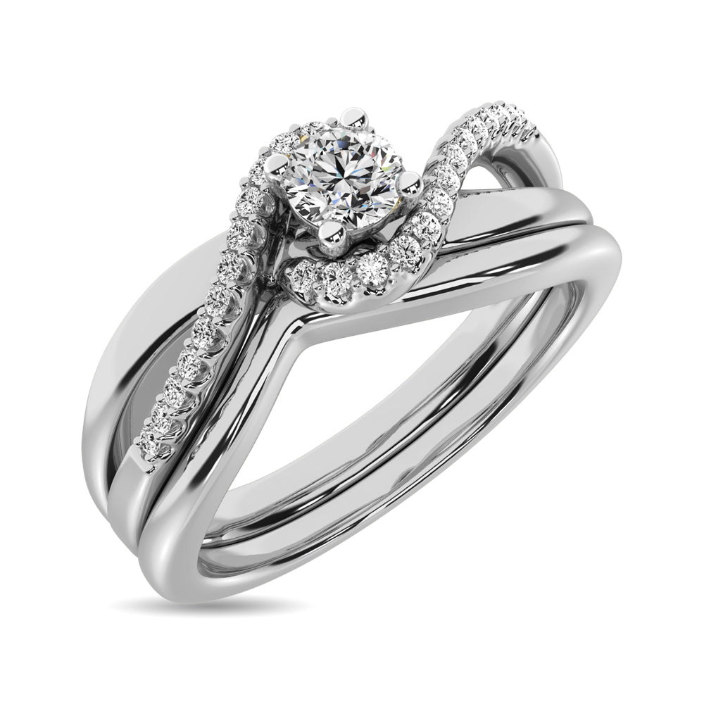 Diamond Bridal Ring 1/4 Ct Tw In Round-Cut 10K White Gold
