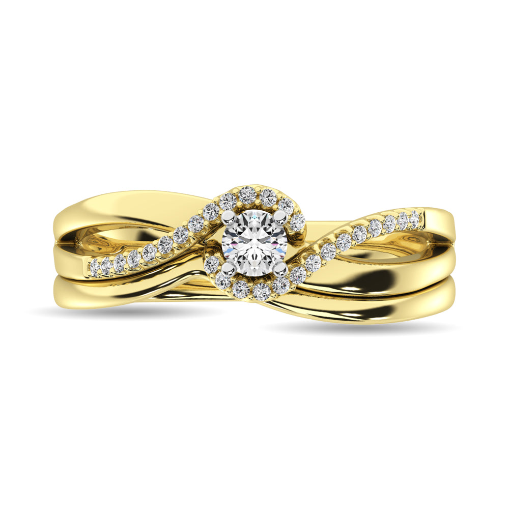 Diamond Bridal Ring 1/4 Ct Tw In Round-Cut 10K Yellow Gold