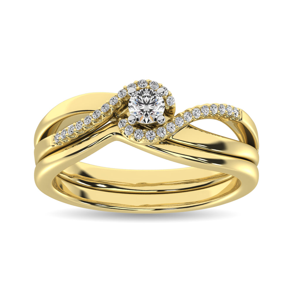 Diamond Bridal Ring 1/4 ct tw in Round-cut 10K Yellow Gold
