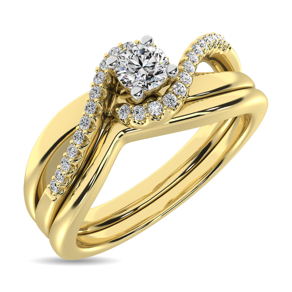 Diamond Bridal Ring 1/4 Ct Tw In Round-Cut 10K Yellow Gold