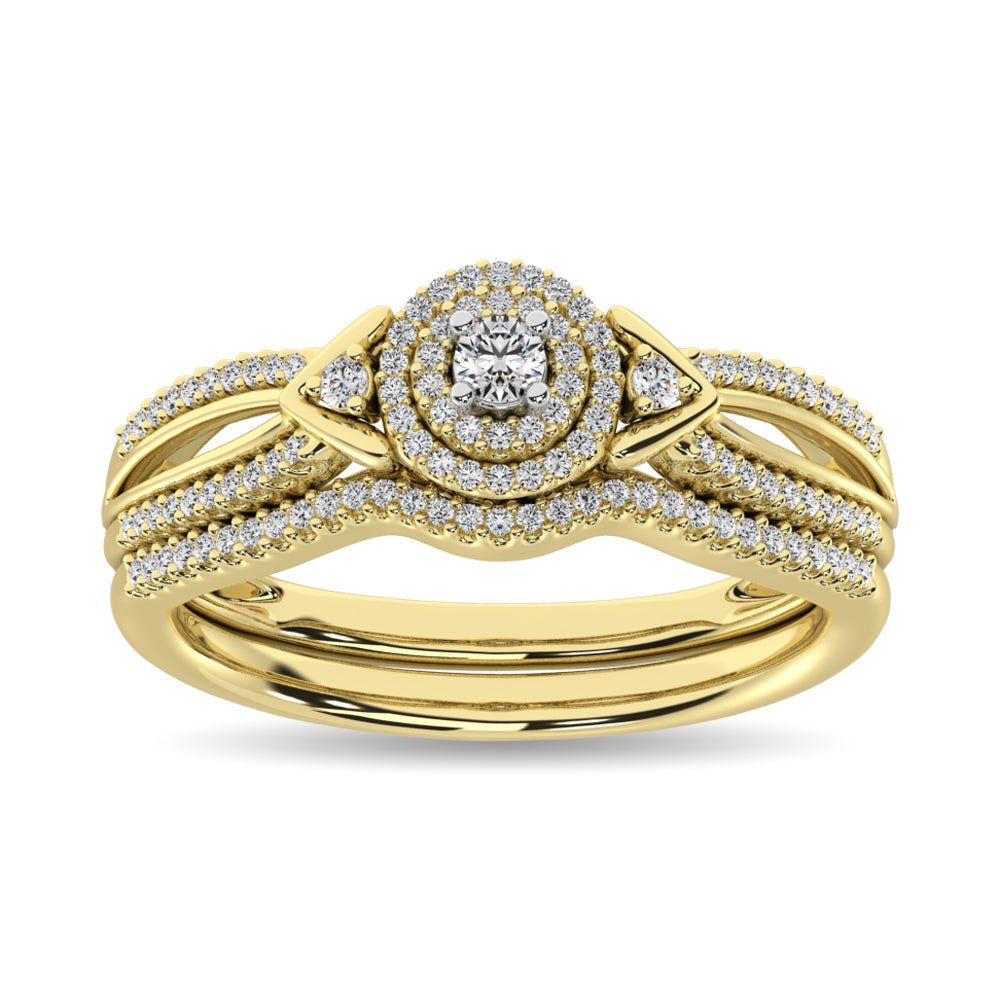 Diamond Bridal Ring 1/4 Ct Tw In Round-Cut 10K In Yellow Gold