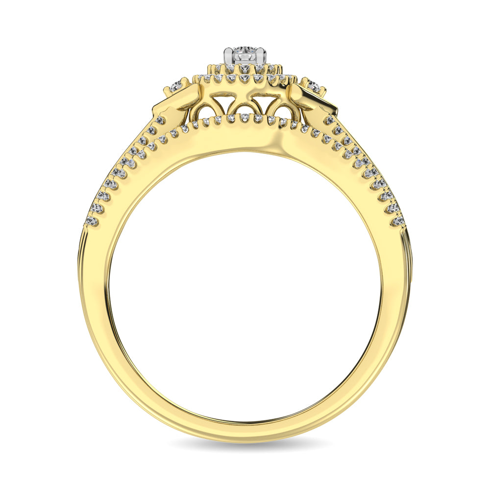 Diamond Bridal Ring 1/4 Ct Tw In Round-Cut 10K In Yellow Gold