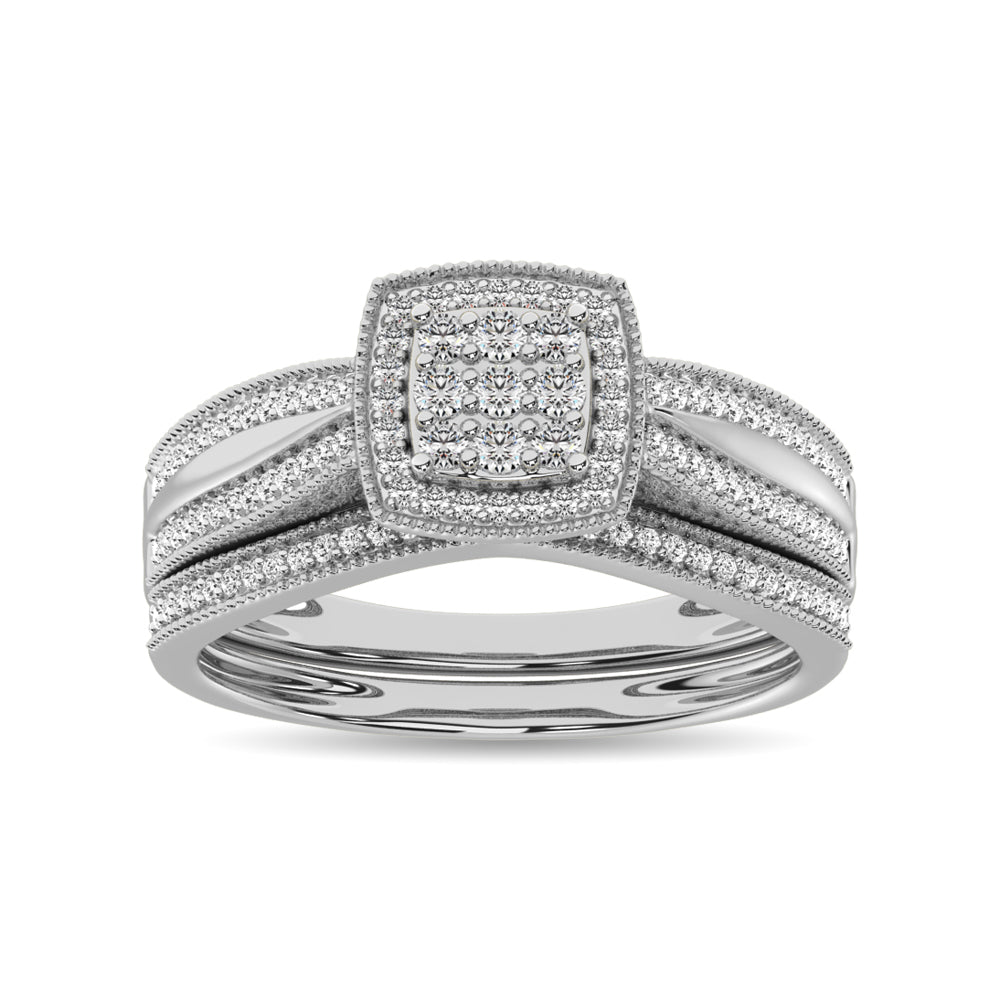 Diamond Bridal Ring 1/4 Ct Tw In Round-Cut 10K In White Gold