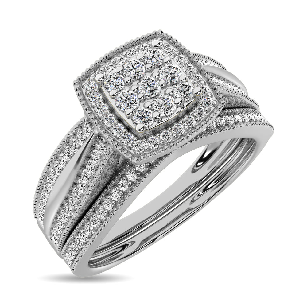 Diamond Bridal Ring 1/4 Ct Tw In Round-Cut 10K In White Gold