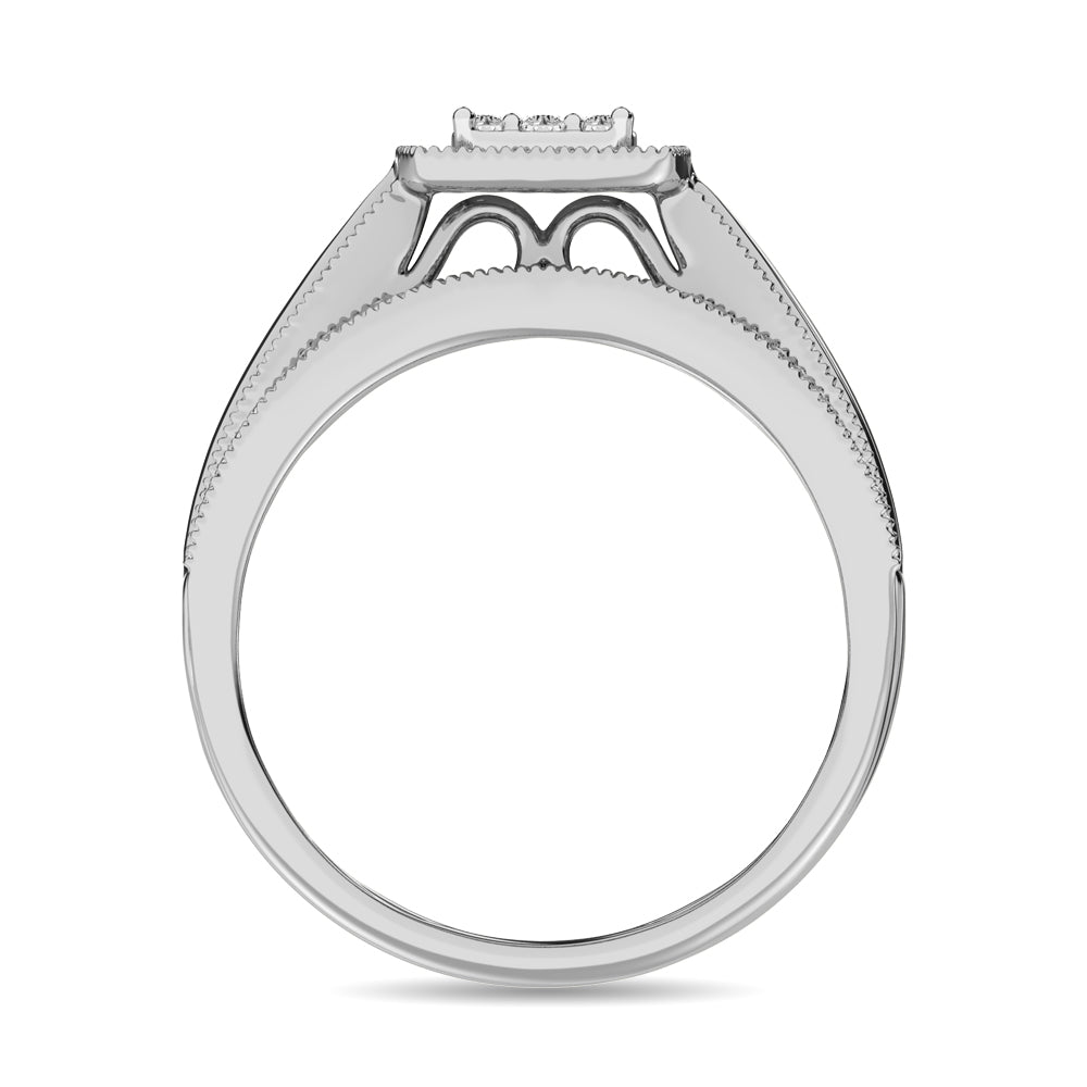 Diamond Bridal Ring 1/4 Ct Tw In Round-Cut 10K In White Gold