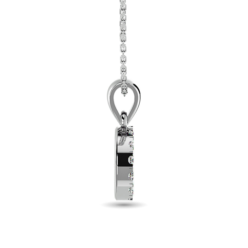 Diamond Round Shape Pendant 1/5 Ct Tw In 10K White Gold